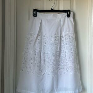 Studio West White A-Line Eyelet Skirt